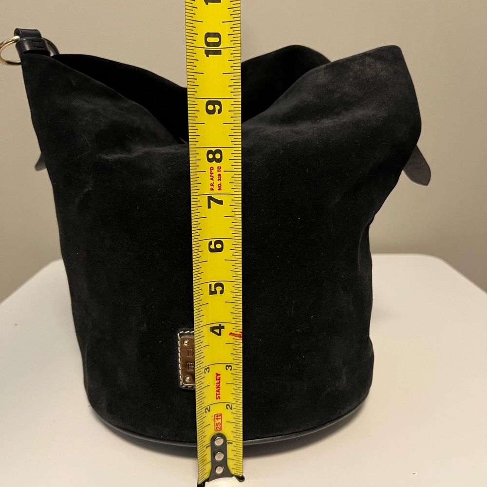 Dooney & Bourke Black Suede Bucket Bag | Vintage Leather Trim Purse - Picture 11 of 13